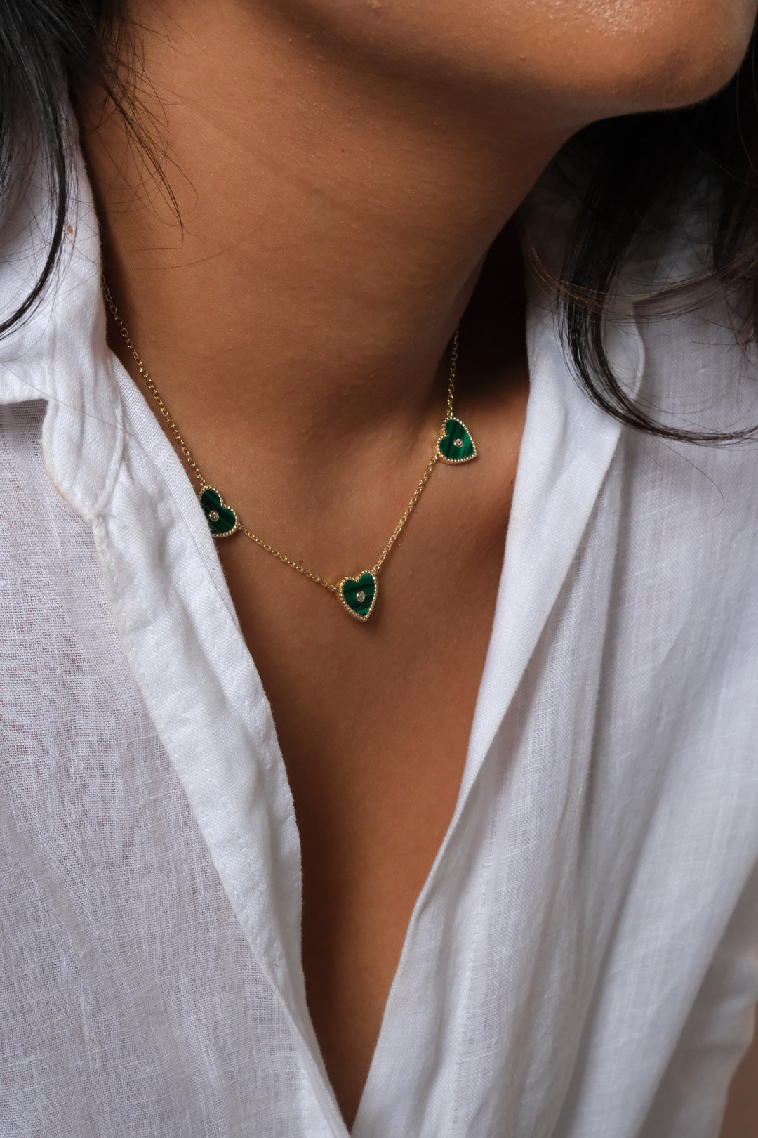 Cheyenne Malachite Multiple Heart Necklace