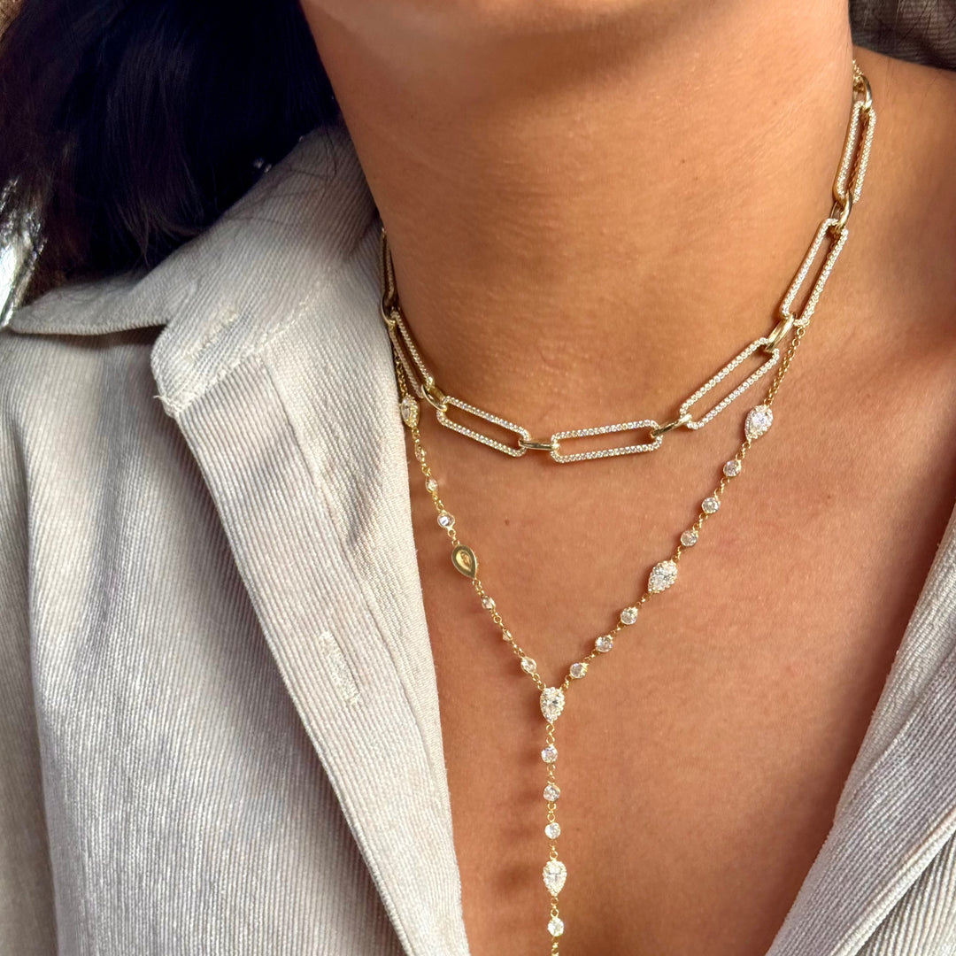 Como Pave Paperclip Necklace