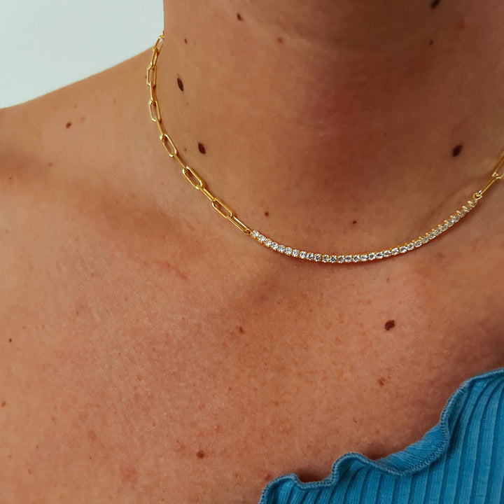 Las Palmas Paperclip Quarter Diamond Choker