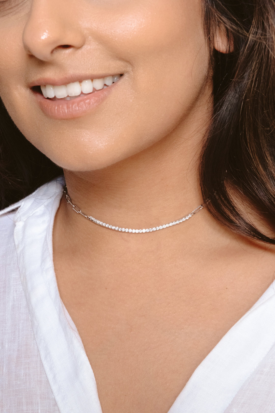 Las Palmas Paperclip Quarter Diamond Choker