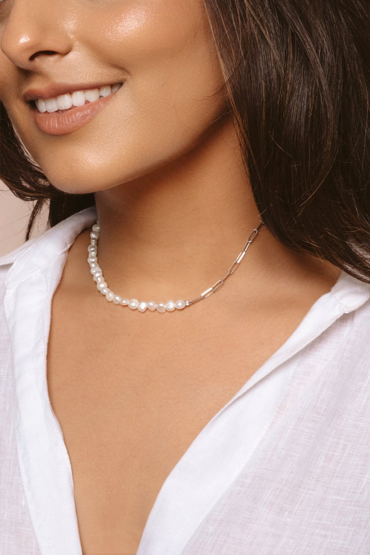 Sofia Pearl Paperclip Choker