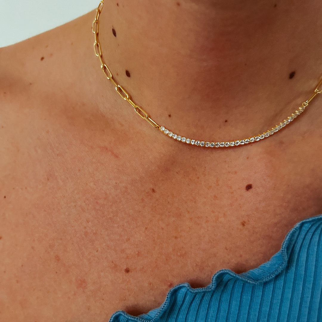 Las Palmas Paperclip Half Diamond Choker