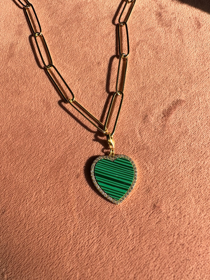 Earth Malachite Heart Charm